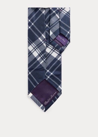 Corbatas Ralph Lauren Hombre Azul Marino / Blancos - Plaid Silk - AHBMI3158